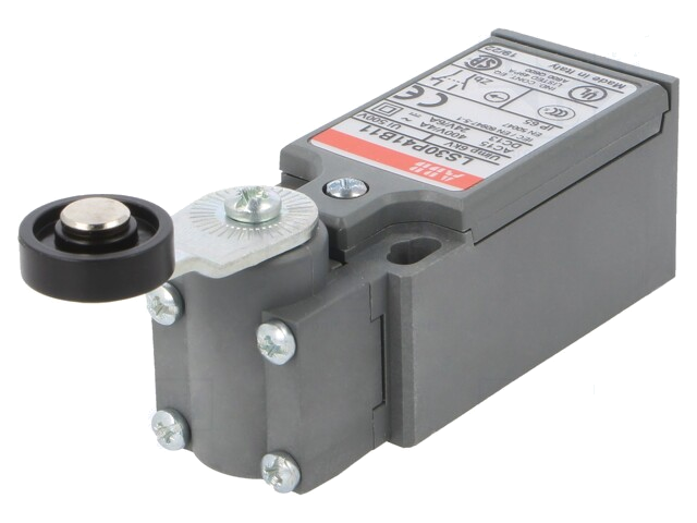 Eindschakelaar; hendel R 26,5mm, roller van kunststof Ø18mm Eindschakelaar; hendel R 26,5mm, roller van kunststof Ø18mm